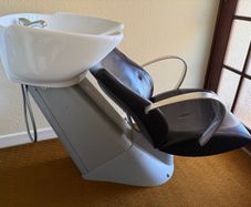 Hairdressing  wash basin and mirror unit