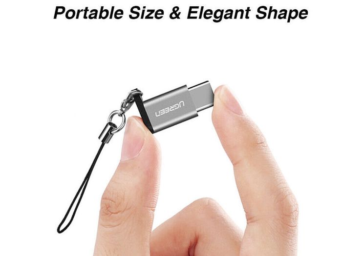 2 X Ugreen Aluminum Alloy OTG Micro USB (Female) to USB-C (Male) QC 3.0/2.0 Charger & Sync Convertor Adapter with Key Chain (Brand New/Warranty)