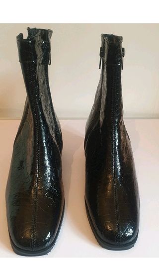 Soffice Sogno Black Patent Leather Croc Ankle Boots EU36 UK3 Made in Italy  CAN POST
