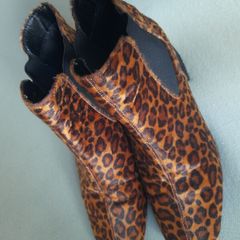Marks & Spencer Leopard Print Real Pony Hair Ankle Boots, Size 8