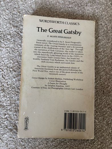 Vintage The Great Gatsby by F. Scott Fitzgerald book