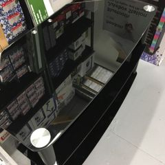TV Tables Black Toughened Piano Glass 3 Tier 80 cm Wide
