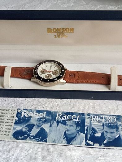 PRICE DROP,  "RONSON",  mens chronograph watch, new in presentation box,