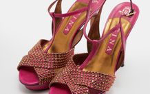 Pink and Gold Gina Stiletto Heels with Crystals Size 6