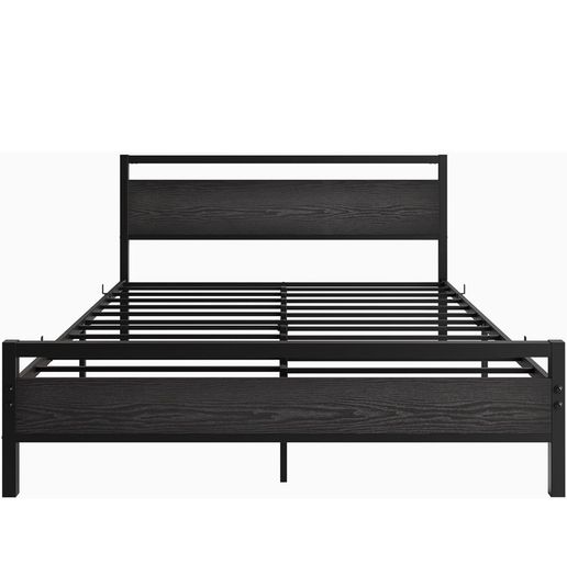 King Size Bed Frame with Wood Headboard,Heavy Duty Metal Platform Bed