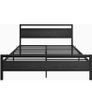 King Size Bed Frame with Wood Headboard,Heavy Duty Metal Platform Bed Image 2