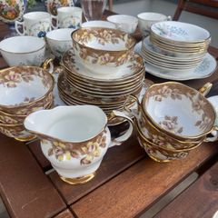 Vintage Arklow Bone China Tea Set Yellow & Pink Rose Pattern (Made in Ireland)