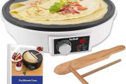 30.5cm Electric Pancake &amp; Crepe Maker by StarBlue with FREE Recipes e-book and Wooden Spatula - AC 220-240V 50/60Hz 1000W, UK Plug, Europe Adapter Included