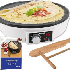30.5cm Electric Pancake & Crepe Maker by StarBlue with FREE Recipes e-book and Wooden Spatula - AC 220-240V 50/60Hz 1000W, UK Plug, Europe Adapter Included