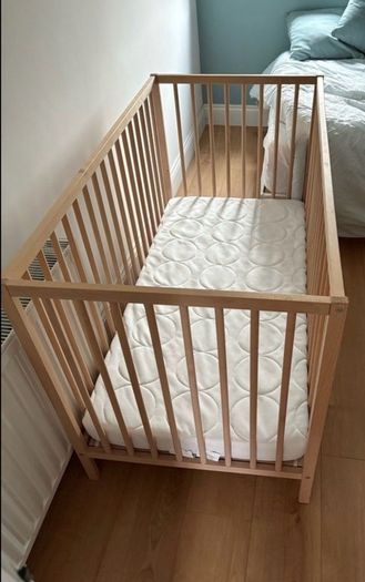baby cot, mattress and changing table IKEA