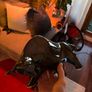 Modern Glossy Black Bull Figurine, Statement Decor Piece Image 2