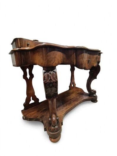 victorian mahogany serpentine console table