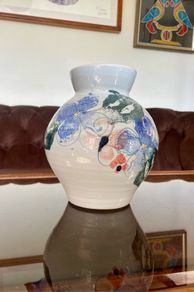 Vintage Geoffrey Healy Spongeware Studio Pottery Urn Vase