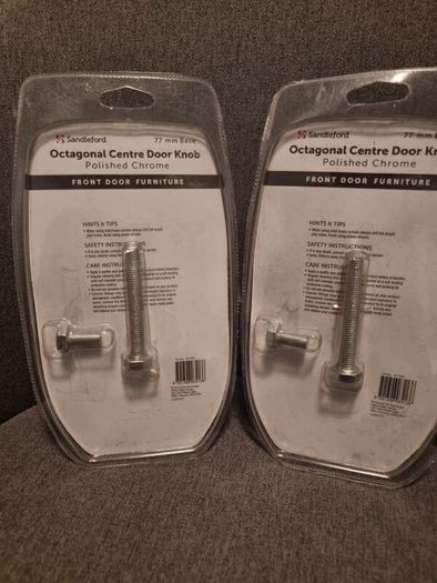 Sandleford Octagonal Centre Door Knob  Satin Chrome 77mm Base New X2