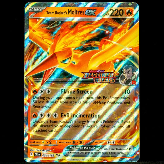 Team Rocket's Moltres EX 031/182 UPC Stamped Promo Double Rare Destined Rivals
