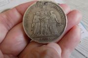 France 1873 K.5 Francs.Scarce Mintmark.90% Silver. Very Fine +.