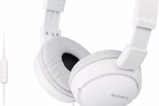 Sony MDR-ZX110AP Wired Overhead Headphones with Microphone, Neodymium Dynamic Drivers, Swivel Fold Design - White