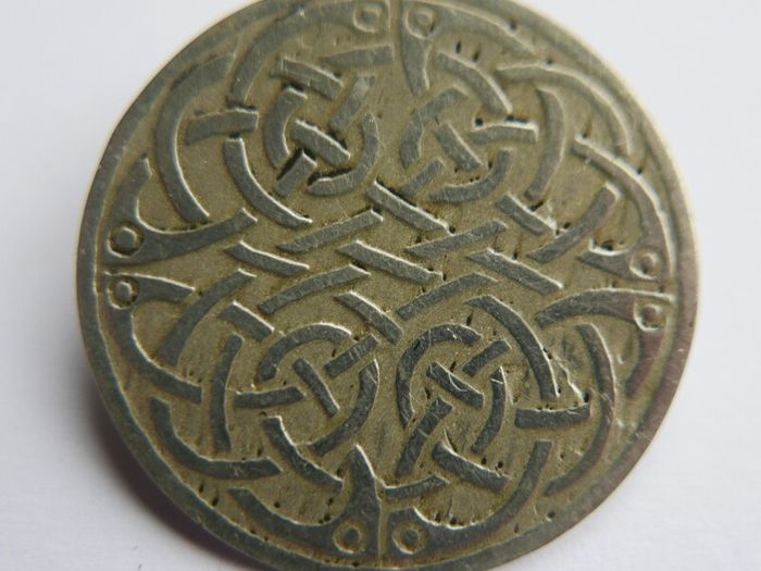 Vintage Brooch Celtic Design Scottish  Pewter Pin Brooch