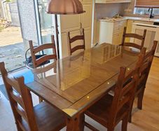 Mexican Solid Pine Dining Set - Table with 6 chairs