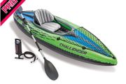 Challenger Kayak, Man Inflatable Canoe with Aluminum Oars and Hand Pump (FREE SHIPPING)