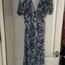 MIDI dress Puff sleeve blue flowerpeint Reiss size 14 Brand New Image 2