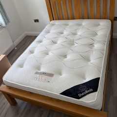 Solid Oak Double Bed & Mattress