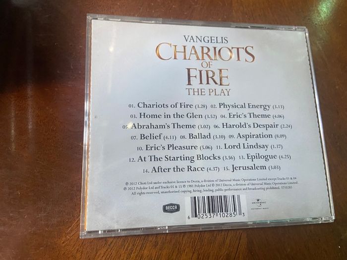 Vangelis Chariots of Fire The Play CD