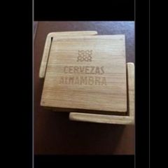 Cervezas Alhambra Timber Coaster Set