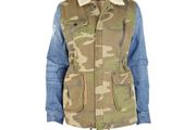 RIVER ISLAND Camouflage Jacket With Contrast Denim Sleeves Size 8!