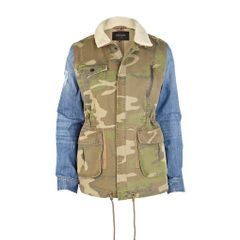 RIVER ISLAND Camouflage Jacket With Contrast Denim Sleeves Size 8!