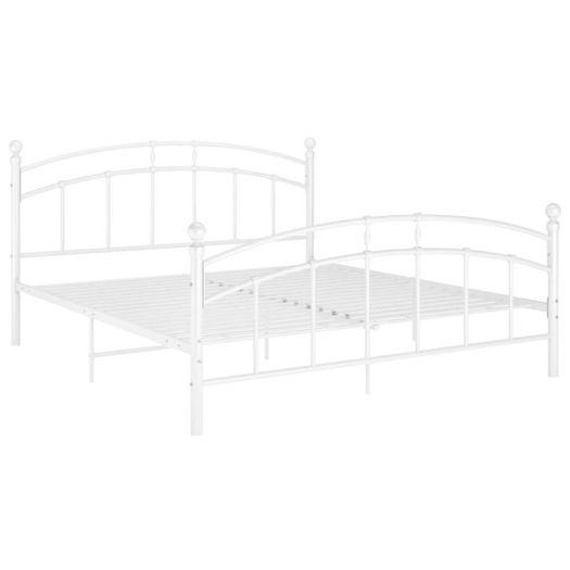 Bed Frame White Metal 200x200 cm