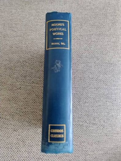 The Poetic Works of Thomas Moore 1895 hardback with a split on the inside cover see photos FREE STANDARD POSTAGE INCLUDED