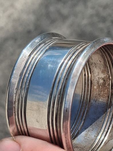 5 X Sterling Silver Napkin Rings With Vintage Leather Case