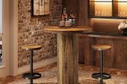 Industrial Round Bar Table with 2 Bar Stools