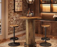 Industrial Round Bar Table with 2 Bar Stools