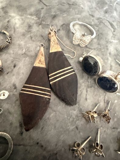 Vintage Sterling Silver Jewellery Lot Rings, Earrings, Pendant Tribal Pieces