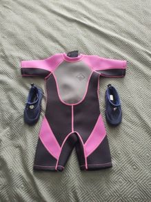 Children's wet suit and water shoes