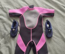 Children's wet suit and water shoes