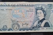 Bank Of England 5 Five Pound Banknote, Bank Of England Page 1975