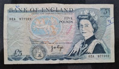 Bank Of England 5 Five Pound Banknote, Bank Of England Page 1975