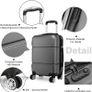 Suitcase 20'' Travel Carry On Hand Cabin Luggage Hard Shell Travel Bag Lightweight, Grey Image 3