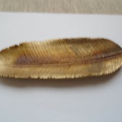 Feather dish, Display ,Trinket dish.Gold feather,Home decor