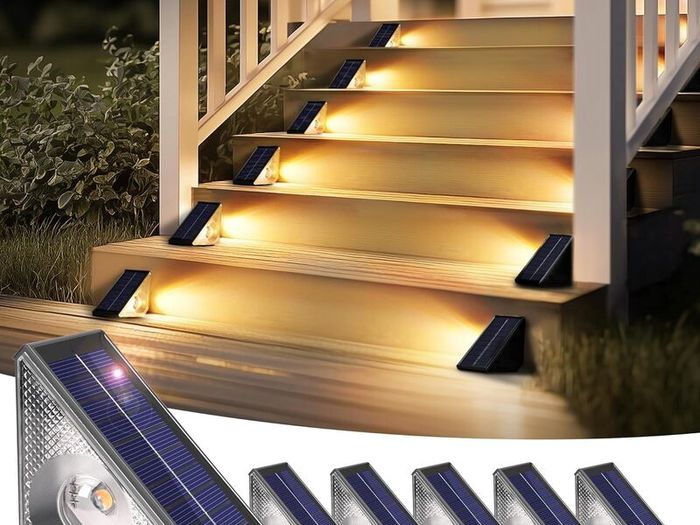 Solar Step Lights 6 Pack - Solar Fence Lights for Stair, Deck, Porch, Patio, Fence, Garden, Yard