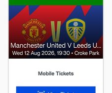 Leeds Vs Man United - Match Ticket