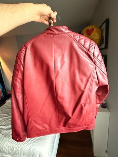 DKNY Burgundy Leather-Effect Jacket