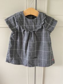 Mothercare grey plaid dress with baby knickerbockers or nappy cover
