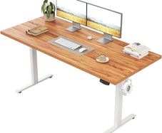 Height-Adjustable Desk Electric Sit-Stand Office Computer with 2 Memory Functions Standing 110 x 60 cm Light Brown