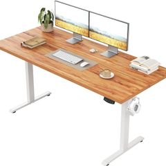 Height-Adjustable Desk Electric Sit-Stand Office Computer with 2 Memory Functions Standing 110 x 60 cm Light Brown