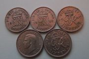 Great Britain. George VI. 9 coins@6 pence Run of the years (1947-1951)