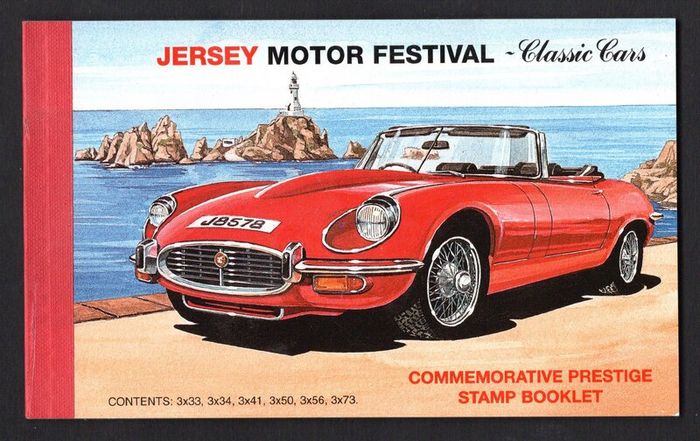 2005 Jersey Motor Festival Classic Cars Commemorative Stamps Booklet Mint Never Hinged (MNH) Photos of panes including